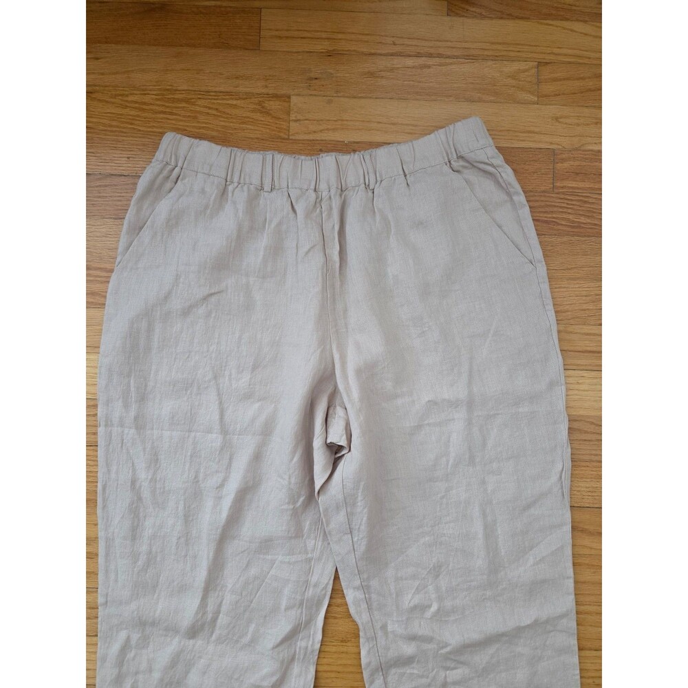 Quince Linen Pull in Pants Natural Coastal Vacation Cruise Beige L